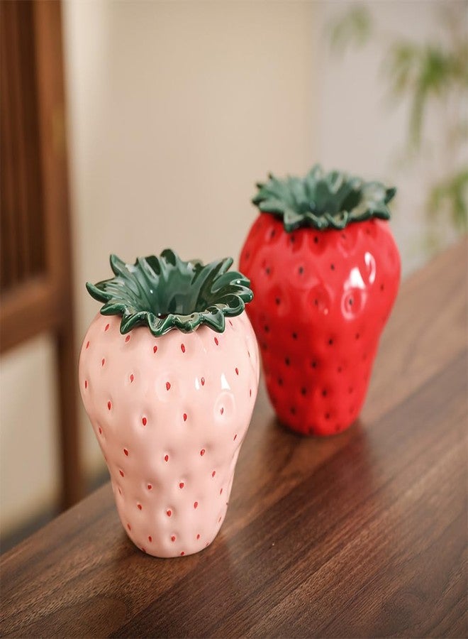 WAIT FLY Strawberry Ceramic Ashtray for Indoor or Outdoor Use, Home Office Decor - Pink - Image 3